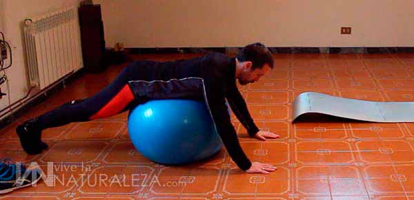 Ejercitando los brazos con fitball