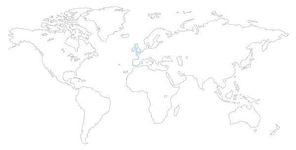 Mapa de distribución mundial de la anémona joya (Corynactis viridis)