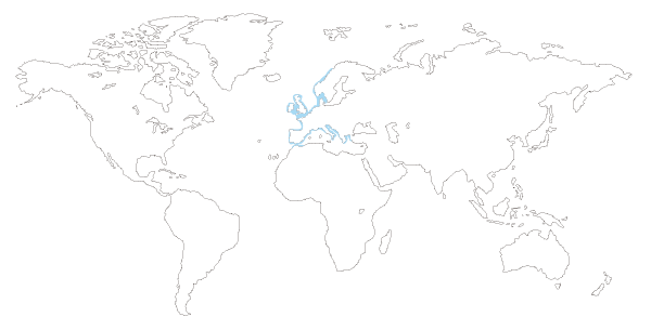 Mapa de distribución mundial del buey de mar (Cancer pagurus)
