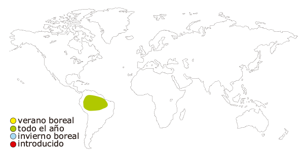Mapa de distribución mundial del pez oscar o ciclido oscar (Astronotus ocellatus)